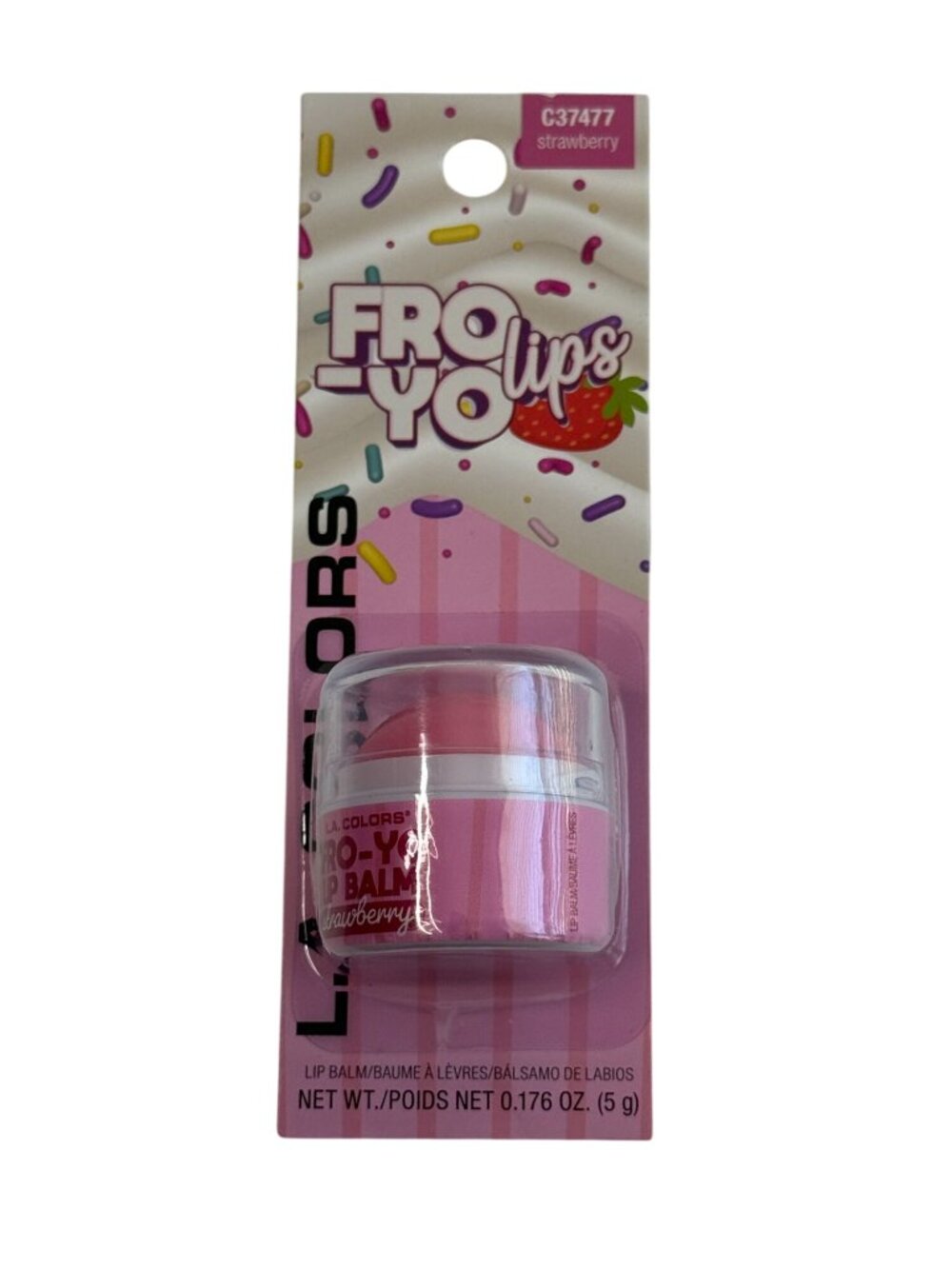 L.A. Colors Fro-Yo Lips Strawberry Scented Lip Balm New